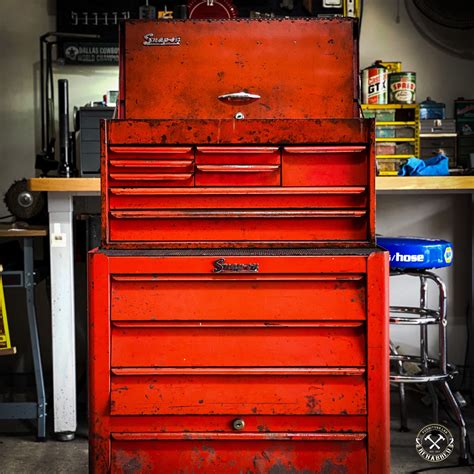 old metal tool box decor|older snap on tool box.